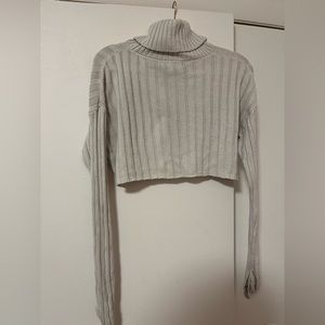 Woven Turtleneck Crop Top